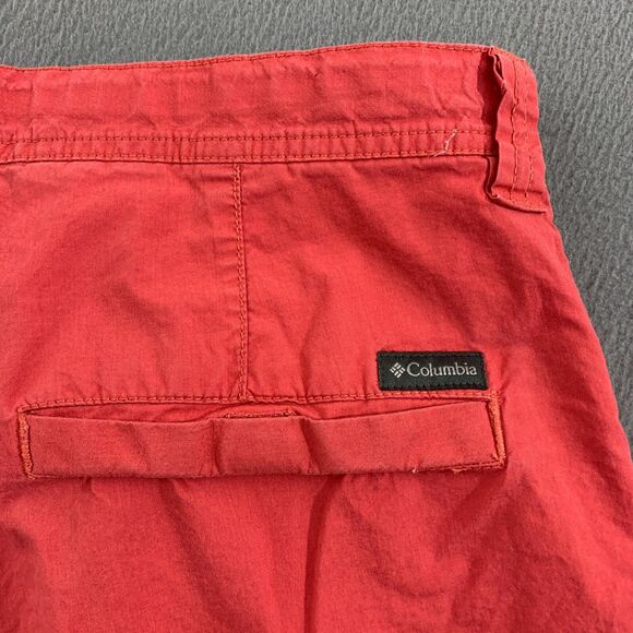 Columbia Washed Out Shorts Mens Size 34 Inseam 10L Red Flat Front Chino Cotton - Picture 12 of 12